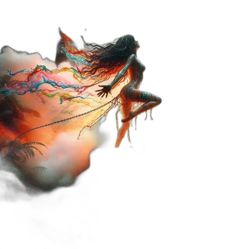 dragon, hair, mask, sword, concept art, photorealistic, watercolor, 3d render transparent PNG cut-out