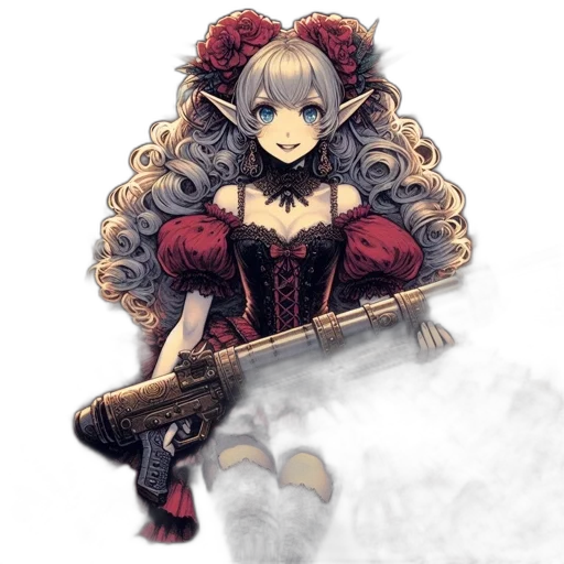 dress, staff, weapon, sword, fantasy art, pixel art, concept art, anime transparent PNG cut-out