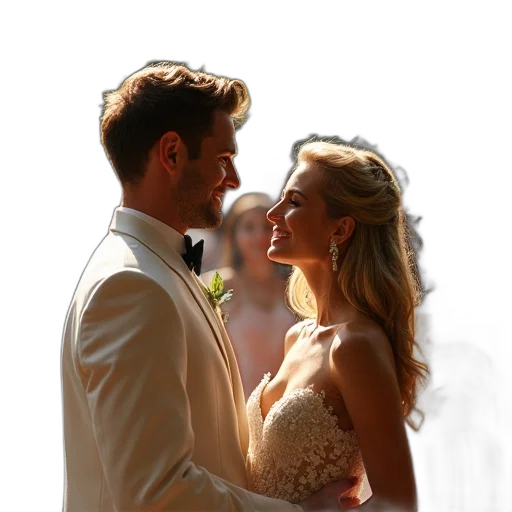 dress, crown, photorealistic, bride, groom, their, bridesmas, wedding transparent PNG cut-out