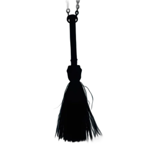 staff, jewelry, hair, dress, witch, broom, silhouetted, against transparent PNG cut-out