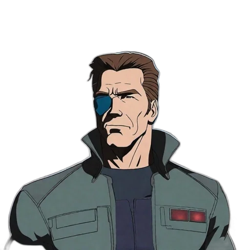 jacket, face, mask, comic book art, cartoon, pixel art, concept art, blue transparent PNG cut-out