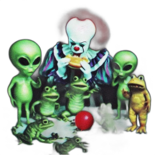 creature, staff, robot, concept art, pixel art, 3d render, outer space, clown transparent PNG cut-out