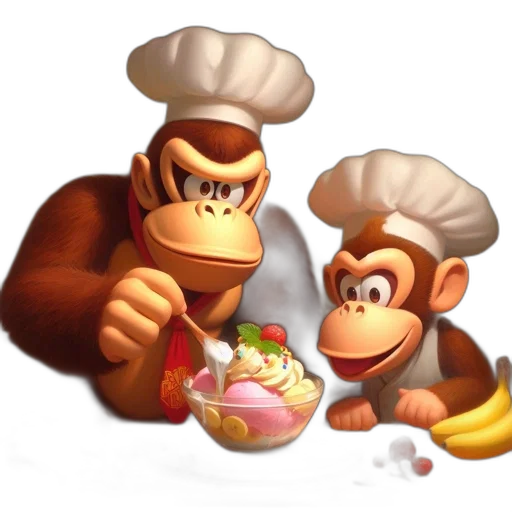 food, concept art, 3d render, photorealistic, pixel art, two, anthropomorphic, gorillas transparent PNG cut-out