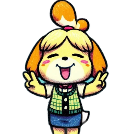 staff, animal, cartoon, pixel art, anime, concept art, golden, cheerful transparent PNG cut-out