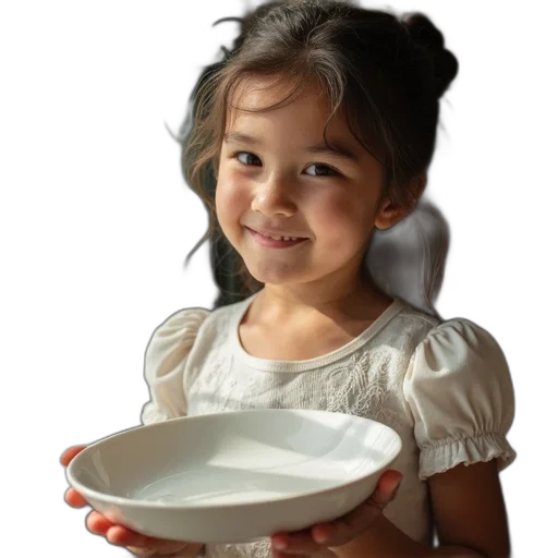 food, photorealistic, girl, holding transparent PNG cut-out
