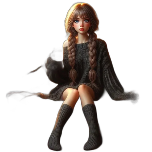 dress, staff, hair, fantasy art, concept art, pixel art, 3d render, dark transparent PNG cut-out