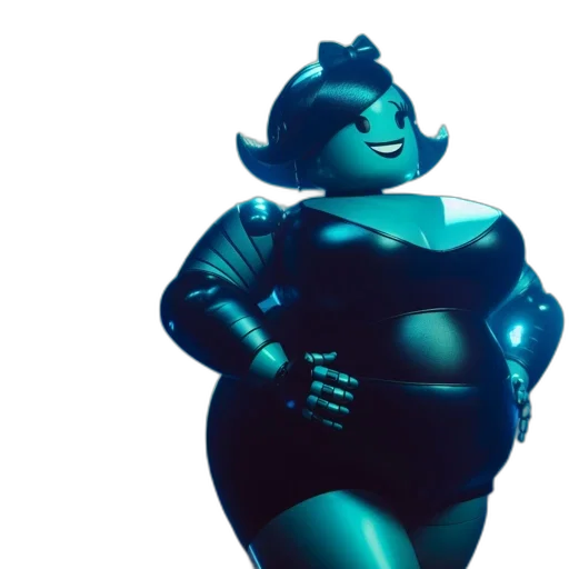 robot, dress, creature, concept art, blue, animated, female, character transparent PNG cut-out