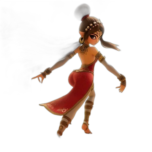 staff, creature, dress, mask, concept art, 3d render, fantasy art, comic book art transparent PNG cut-out