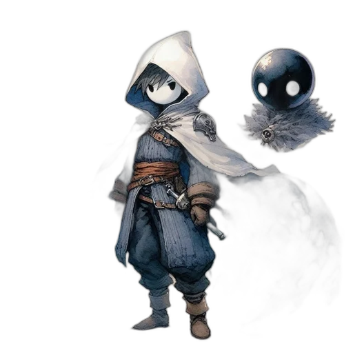 mask, staff, concept art, fantasy art, 3d render, pixel art, fog, monochrome transparent PNG cut-out