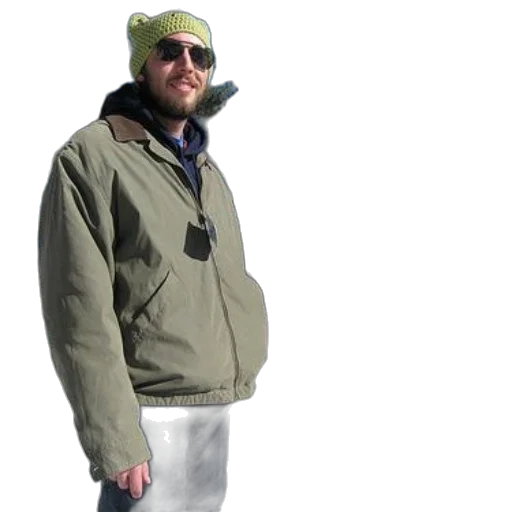 jacket, staff, hat, 3d render, snow, green, monochrome, man transparent PNG cut-out