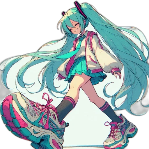 dress, shoes, weapon, staff, anime, pixel art, concept art, vaporwave transparent PNG cut-out
