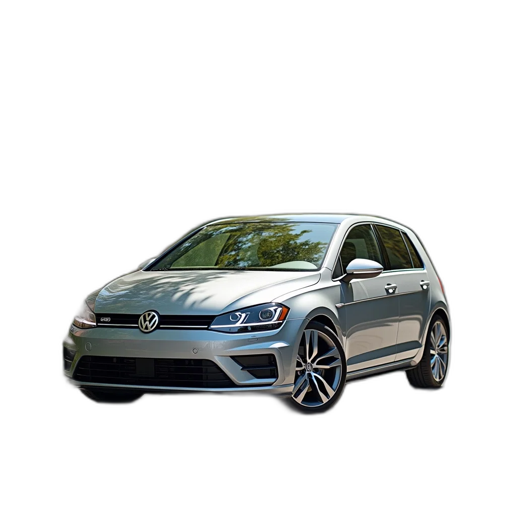 car, 3d render, photorealistic, concept art, silver, volkswagen, golf, hatchback transparent PNG cut-out