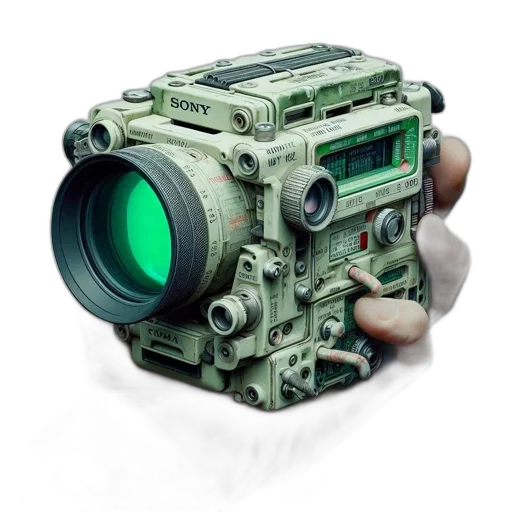 weapon, robot, animal, 3d render, concept art, photorealistic, cyberpunk, green transparent PNG cut-out