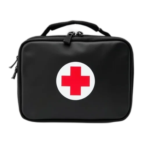 black, first, aid, kit, red, cross, emblem, front transparent PNG cut-out