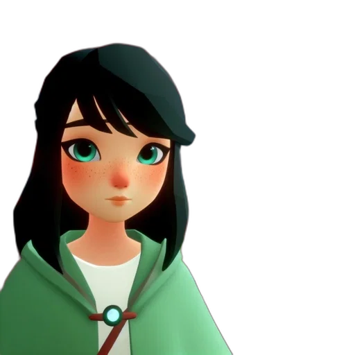 face, 3d render, concept art, cartoon, anime, green, pastel, character transparent PNG cut-out