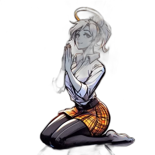 staff, dress, hair, robot, concept art, watercolor, fantasy art, pixel art transparent PNG cut-out