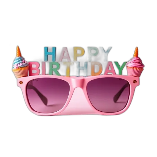crown, 3d render, pair, pink, sunglasses, birthday, theme, featuring transparent PNG cut-out