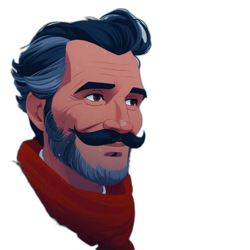 face, staff, jacket, concept art, pixel art, fantasy art, cartoon, red transparent PNG cut-out