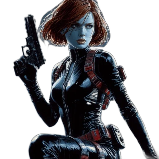 comic book art, concept art, fantasy art, pixel art, vigilant, red-haired, woman, stands transparent PNG cut-out