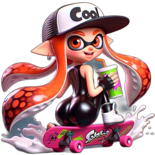 concept art, cartoon, photorealistic, 3d render, animated, squid-like, character, wearing transparent PNG cut-out