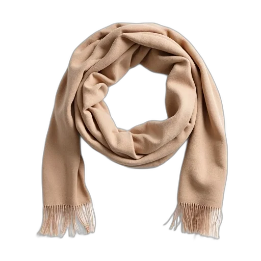 earth tones, golden, beige, scarf, fringed, edge, draped, over transparent PNG cut-out