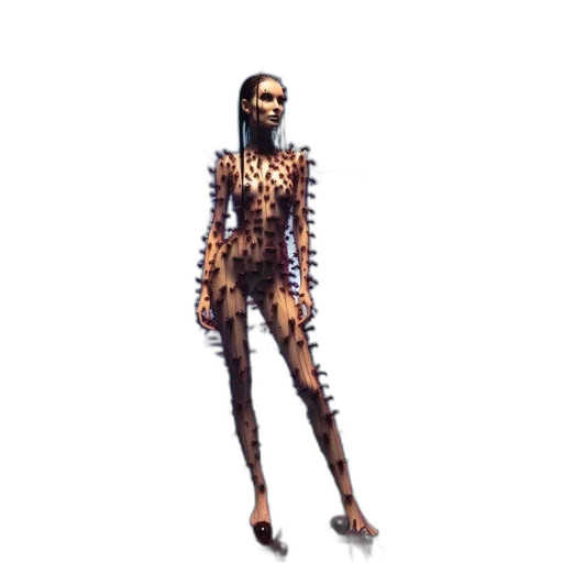 robot, dress, creature, animal, pixel art, 3d render, concept art, cyberpunk transparent PNG cut-out