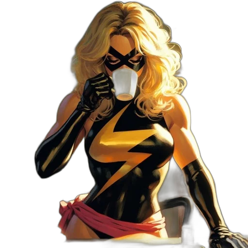 comic book art, concept art, young, woman, superhero, mask, lightning, bolt transparent PNG cut-out