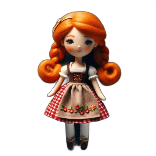 dress, 3d render, concept art, fantasy art, cartoon, handcrafted, doll, orange transparent PNG cut-out