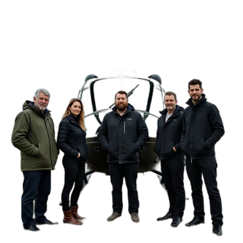 staff, jacket, car, weapon, group, people, gathered, around transparent PNG cut-out