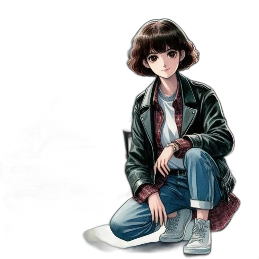 jacket, hair, robot, face, anime, concept art, comic book art, photorealistic transparent PNG cut-out