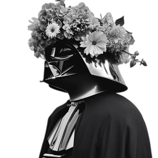 mask, crown, hat, dress, photorealistic, monochrome, dark, darth transparent PNG cut-out