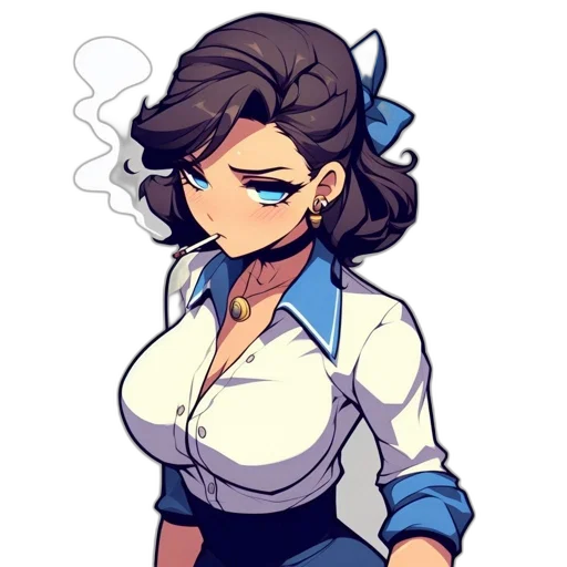 staff, dress, jacket, pixel art, concept art, cartoon, anime, blue transparent PNG cut-out