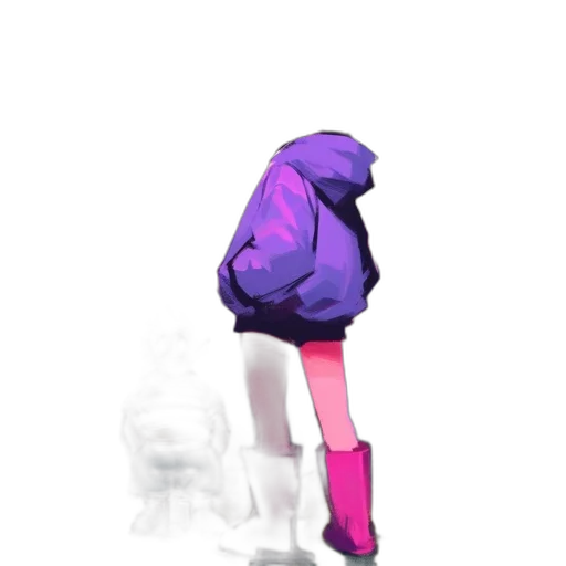 dress, jacket, umbrella, creature, concept art, 3d render, vaporwave, pixel art transparent PNG cut-out
