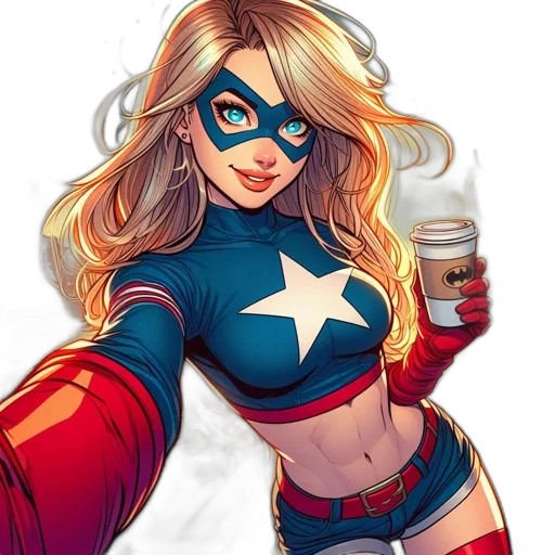 comic book art, cartoon, concept art, stylized, female, character, blue, costume transparent PNG cut-out