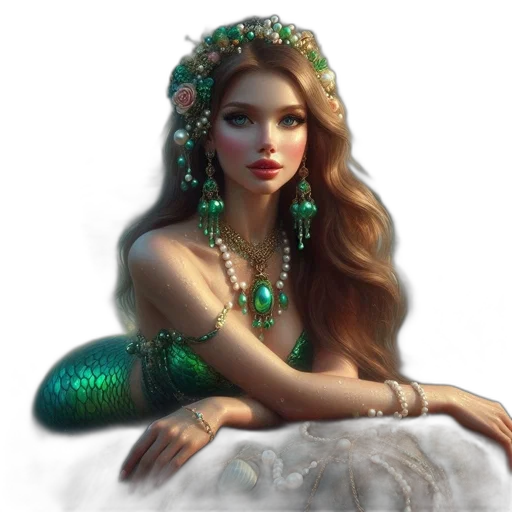 jewelry, crown, dress, fantasy art, concept art, photorealistic, 3d render, underwater transparent PNG cut-out