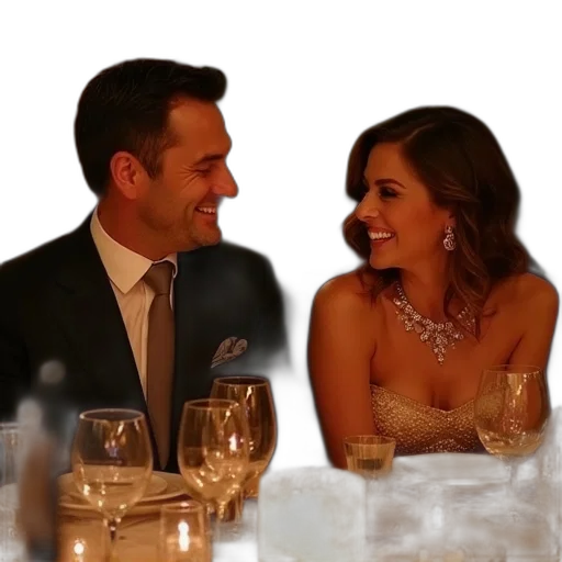 hollywood, couple, all, smiles, dinner transparent PNG cut-out