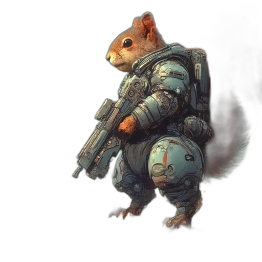 weapon, animal, jacket, concept art, cyberpunk, fantasy art, 3d render, outer space transparent PNG cut-out