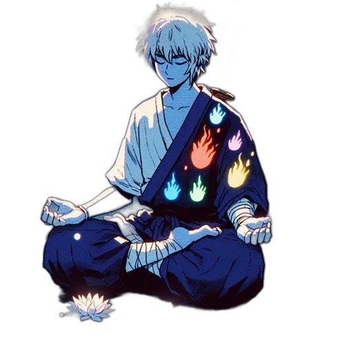 staff, anime, pixel art, concept art, fantasy art, fire, blue, monochrome transparent PNG cut-out