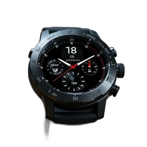 3d render, garmin, feno, titanium, gray, gps, smartwatch transparent PNG cut-out