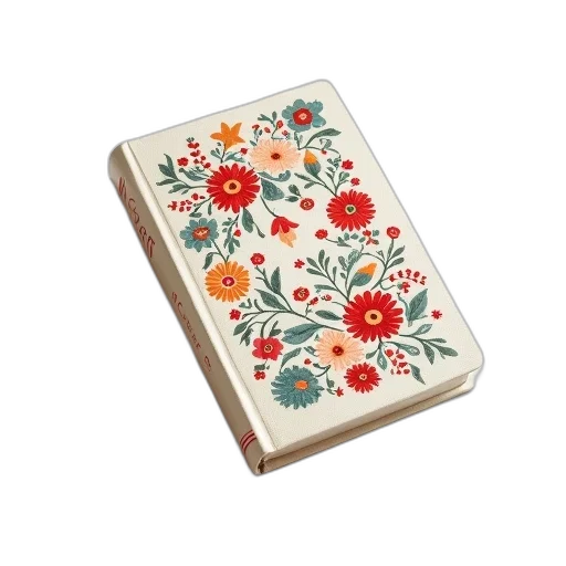 jewelry, closed, book, colorful, floral, pattern, cover, lying transparent PNG cut-out