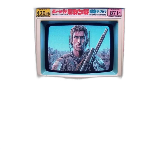 weapon, robot, sword, cyberpunk, vaporwave, pixel art, comic book art, outer space transparent PNG cut-out