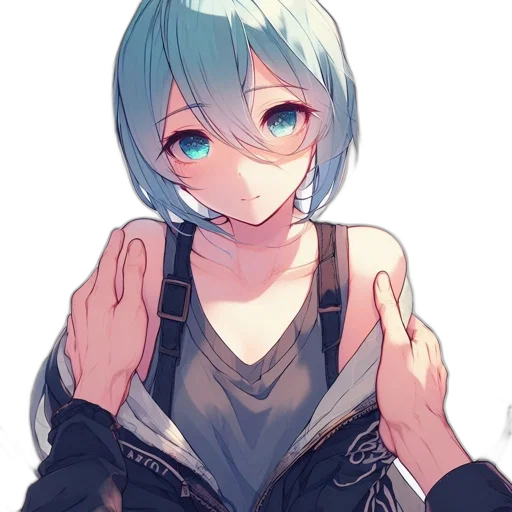 face, robot, dress, jacket, anime, concept art, watercolor, cyberpunk transparent PNG cut-out