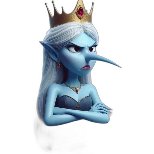 crown, staff, jewelry, face, concept art, fantasy art, 3d render, cartoon transparent PNG cut-out