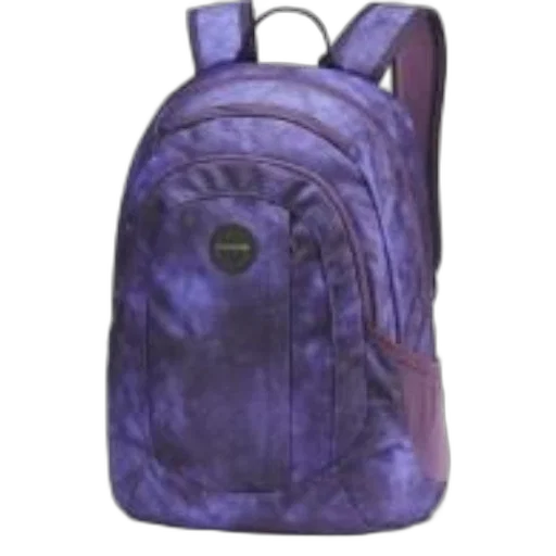 3d render, photorealistic, purple, tie-dye, backpack, brand, name, dakine transparent PNG cut-out