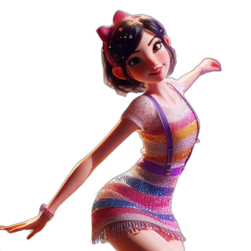 dress, 3d render, concept art, fantasy art, cartoon, animated, female, character transparent PNG cut-out