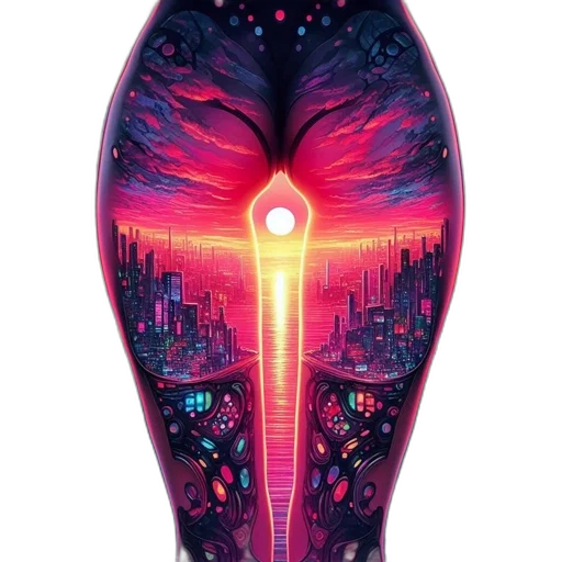 shoes, bottle, sword, umbrella, concept art, vaporwave, cyberpunk, fantasy art transparent PNG cut-out