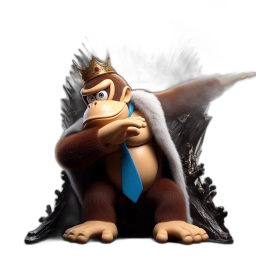 crown, animal, staff, creature, concept art, 3d render, anthropomorphic, gorilla transparent PNG cut-out