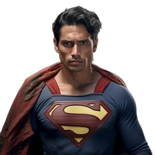 face, comic book art, concept art, photorealistic, 3d render, man, dressed, superman transparent PNG cut-out