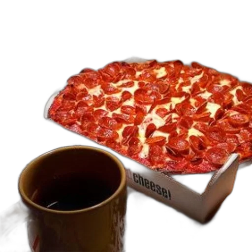food, crown, 3d render, photorealistic, pepperoni, pizza, cardboard, box transparent PNG cut-out