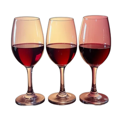 3d render, red, three, wine transparent PNG cut-out